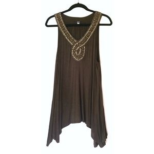 Brown Tank With Beaded Detail
